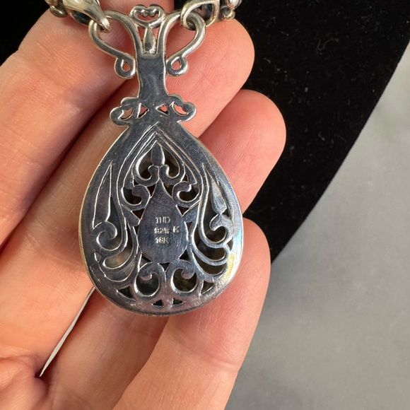 18 inch SS and 18k gold with Smokey topaz necklace -41 grams - Picture 4 of 7